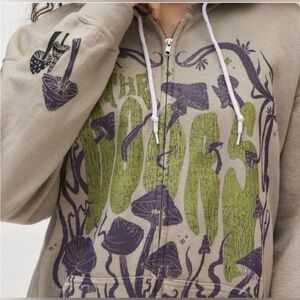 The Doors Mushroom Graphic Zip-UpHoodie Sweatshirt One Size